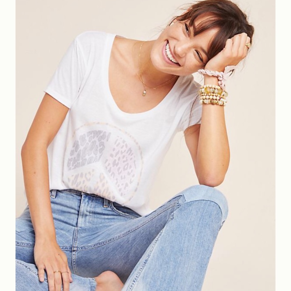 Anthropologie Peace Sign Graphic Tee
